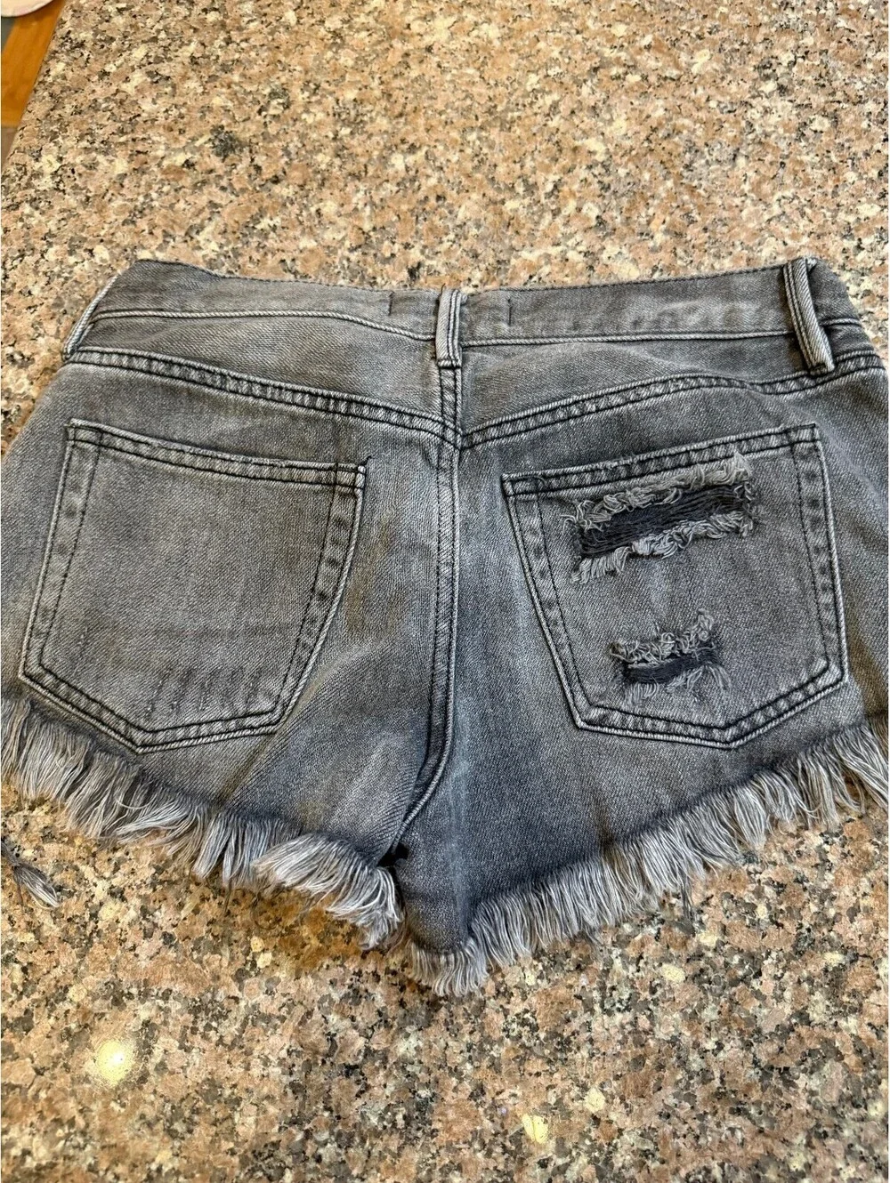 We The Free Twenty-Five Distressed Gray Denim Shorts